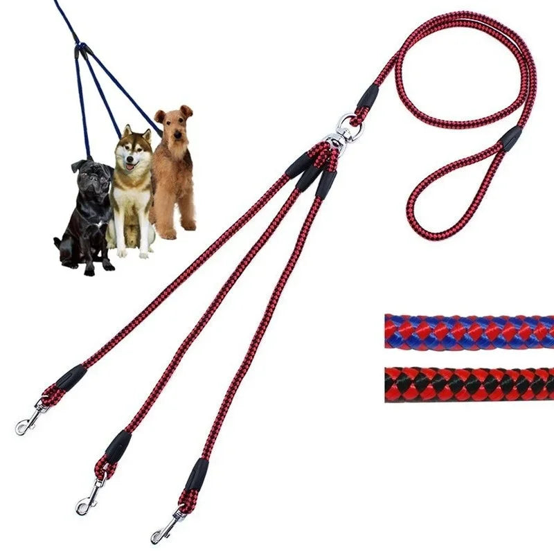 3 Way No-Tangle Triple Couple Pet Dog Walking Leash