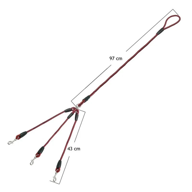 3 Way No-Tangle Triple Couple Pet Dog Walking Leash
