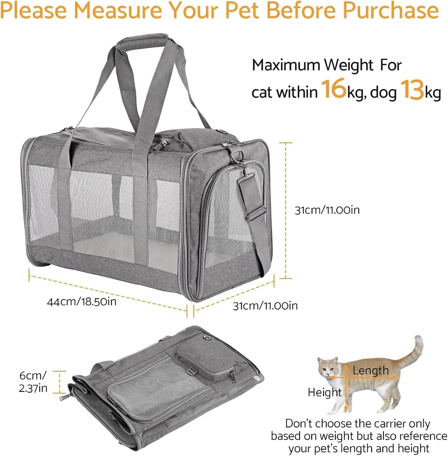 Airline Pet Carrier Soft Travel Bag