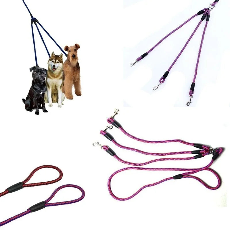 3 Way No-Tangle Triple Couple Pet Dog Walking Leash